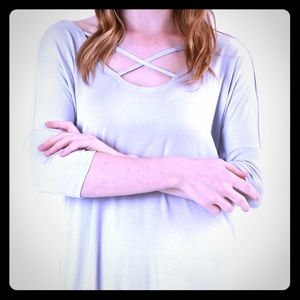 Weekenders lovers Cage front tunic in Crystal Grey